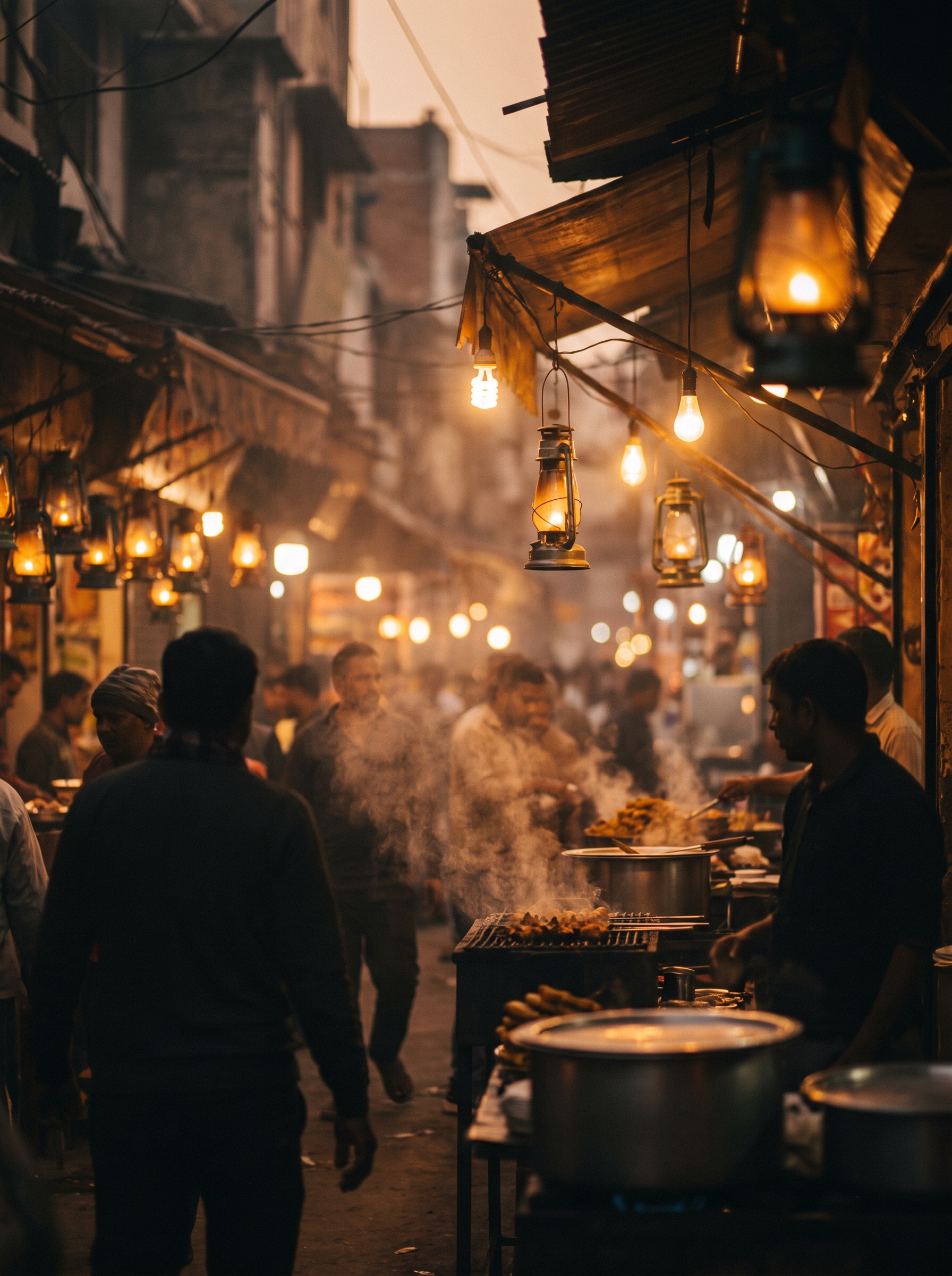 The lanes of Old Delhi at dusk